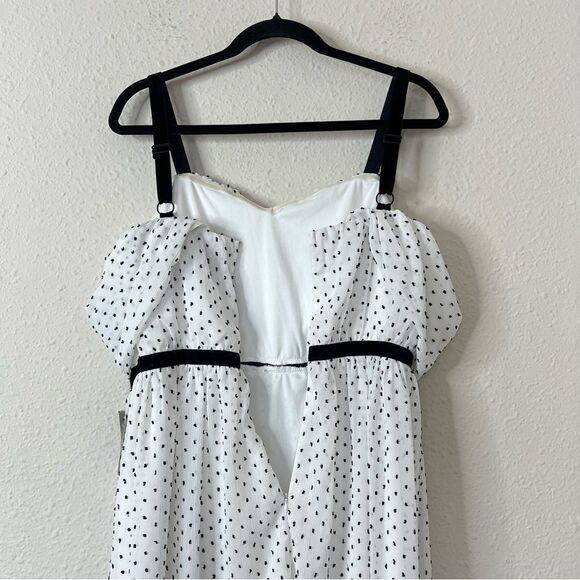 Lulus Polka Dot Cold Shoulder Midi Dress NEW Size Large - Picture 8 of 9